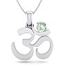 1/4 Carat Green Amethyst Om Necklace In 14 Karat White Gold, 18 Inches Image-1