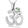 1/4 Carat Green Amethyst Om Necklace In 14 Karat White Gold, 18 Inches Image-2
