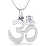 1/4 Carat Diamond Om Necklace In 14 Karat White Gold, 18 Inches Image-1
