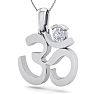 1/4 Carat Diamond Om Necklace In 14 Karat White Gold, 18 Inches Image-2