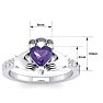 3/4 Carat Heart Shape Amethyst and Diamond Claddagh Ring In 14 Karat White Gold Image-5