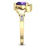 3/4 Carat Heart Shape Amethyst and Diamond Claddagh Ring In 14 Karat Yellow Gold Image-4