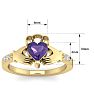 3/4 Carat Heart Shape Amethyst and Diamond Claddagh Ring In 14 Karat Yellow Gold Image-5