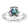 1 Carat Heart Shape Claddagh Mystic Topaz Ring and Diamonds In 14 Karat White Gold Image-1