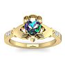 1 Carat Heart Shape Claddagh Mystic Topaz Ring and Diamonds In 14 Karat Yellow Gold Image-1