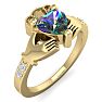 1 Carat Heart Shape Claddagh Mystic Topaz Ring and Diamonds In 14 Karat Yellow Gold Image-2