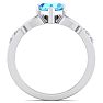 1 Carat Heart Shape Blue Topaz and Diamond Claddagh Ring In 14 Karat White Gold Image-3