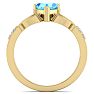 1 Carat Heart Shape Blue Topaz and Diamond Claddagh Ring In 14 Karat Yellow Gold Image-3