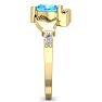 1 Carat Heart Shape Blue Topaz and Diamond Claddagh Ring In 14 Karat Yellow Gold Image-4