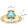 1 Carat Heart Shape Blue Topaz and Diamond Claddagh Ring In 14 Karat Yellow Gold Image-5