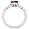 Garnet Ring: Garnet Jewelry: 1 1/5 Carat Heart Shape Garnet and Diamond Claddagh Ring In 14 Karat White Gold Image-3