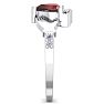 Garnet Ring: Garnet Jewelry: 1 1/5 Carat Heart Shape Garnet and Diamond Claddagh Ring In 14 Karat White Gold Image-4