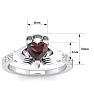 Garnet Ring: Garnet Jewelry: 1 1/5 Carat Heart Shape Garnet and Diamond Claddagh Ring In 14 Karat White Gold Image-5