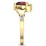 Garnet Ring: Garnet Jewelry: 1 1/5 Carat Heart Shape Garnet and Diamond Claddagh Ring In 14 Karat Yellow Gold Image-4