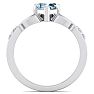 Aquamarine Ring: Aquamarine Jewelry: 3/4 Carat Heart Shape Aquamarine and Diamond Claddagh Ring In 14 Karat White Gold Image-3