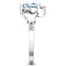 Aquamarine Ring: Aquamarine Jewelry: 3/4 Carat Heart Shape Aquamarine and Diamond Claddagh Ring In 14 Karat White Gold Image-4