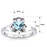 Aquamarine Ring: Aquamarine Jewelry: 3/4 Carat Heart Shape Aquamarine and Diamond Claddagh Ring In 14 Karat White Gold Image-5