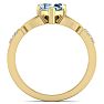 Aquamarine Ring: Aquamarine Jewelry: 3/4 Carat Heart Shape Aquamarine and Diamond Claddagh Ring In 14 Karat Yellow Gold Image-3