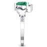 3/4 Carat Heart Shape Emerald and Diamond Claddagh Ring In 14 Karat White Gold Image-4