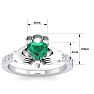 3/4 Carat Heart Shape Emerald and Diamond Claddagh Ring In 14 Karat White Gold Image-5