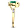 3/4 Carat Heart Shape Emerald and Diamond Claddagh Ring In 14 Karat Yellow Gold Image-4