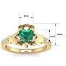3/4 Carat Heart Shape Emerald and Diamond Claddagh Ring In 14 Karat Yellow Gold Image-5