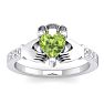 1 Carat Heart Shape Peridot and Diamond Claddagh Ring In 14 Karat White Gold Image-1