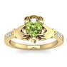 1 Carat Heart Shape Peridot and Diamond Claddagh Ring In 14 Karat Yellow Gold Image-1