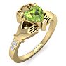 1 Carat Heart Shape Peridot and Diamond Claddagh Ring In 14 Karat Yellow Gold Image-2