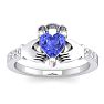 1 Carat Heart Shape Tanzanite and Diamond Claddagh Ring In 14 Karat White Gold Image-1