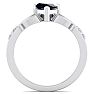 1 1/5 Carat Heart Shape Sapphire and Diamond Claddagh Ring In 14 Karat White Gold Image-3