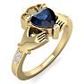 1 1/5 Carat Heart Shape Sapphire and Diamond Claddagh Ring In 14 Karat Yellow Gold Image-2