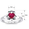 1 Carat Heart Shape Ruby and Diamond Claddagh Ring In 14 Karat White Gold Image-5