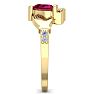 1 Carat Heart Shape Ruby and Diamond Claddagh Ring In 14 Karat Yellow Gold Image-4