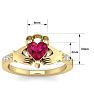 1 Carat Heart Shape Ruby and Diamond Claddagh Ring In 14 Karat Yellow Gold Image-5