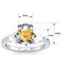 3/4 Carat Heart Shape Citrine and Diamond Claddagh Ring In 14 Karat White Gold Image-5