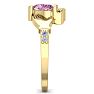 Pink Gemstones 1 Carat Heart Shape Pink Topaz and Diamond Claddagh Ring In 14 Karat Yellow Gold Image-4