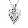 0.04 Carat Three Diamond Heart Necklace in 14 Karat White Gold, 18 Inches Image-2