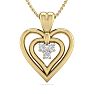 0.04 Carat Three Diamond Heart Necklace in 14 Karat Yellow Gold, 18 Inches Image-1