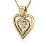 0.04 Carat Three Diamond Heart Necklace in 14 Karat Yellow Gold, 18 Inches Image-2