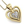 0.04 Carat Three Diamond Heart Necklace in 14 Karat Yellow Gold, 18 Inches Image-4