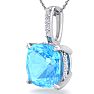1 1/5 Carat Cushion Cut Blue Topaz and Hidden Halo Diamond Necklace In 14 Karat White Gold, 18 Inches Image-2
