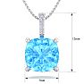 1 1/5 Carat Cushion Cut Blue Topaz and Hidden Halo Diamond Necklace In 14 Karat White Gold, 18 Inches Image-5