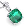 1-1/10 Carat Cushion Shape Emerald Necklaces With Hidden Diamond Halo In 14 Karat White Gold, 18 Inch Chain Image-4