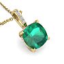 1-1/10 Carat Cushion Shape Emerald Necklaces With Hidden Diamond Halo In 14 Karat Yellow Gold, 18 Inch Chain Image-5
