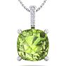 1 1/10 Carat Cushion Cut Peridot and Hidden Halo Diamond Necklace In 14 Karat White Gold, 18 Inches Image-1