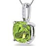1 1/10 Carat Cushion Cut Peridot and Hidden Halo Diamond Necklace In 14 Karat White Gold, 18 Inches Image-2