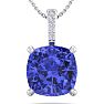 1 Carat Cushion Cut Tanzanite and Hidden Halo Diamond Necklace In 14 Karat White Gold, 18 Inches Image-1