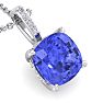 1 Carat Cushion Cut Tanzanite and Hidden Halo Diamond Necklace In 14 Karat White Gold, 18 Inches Image-4