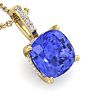 1 Carat Cushion Cut Tanzanite and Hidden Halo Diamond Necklace In 14 Karat Yellow Gold, 18 Inches Image-4
